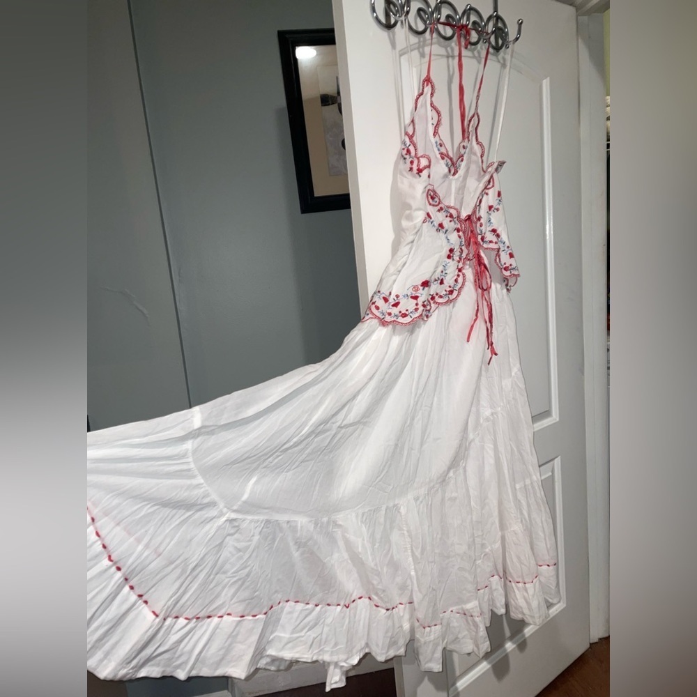 NEW! Free People Valenciana Embroidered Cotton Dress Cottagecore Boho 🍒 Medium - Picture 14 of 16